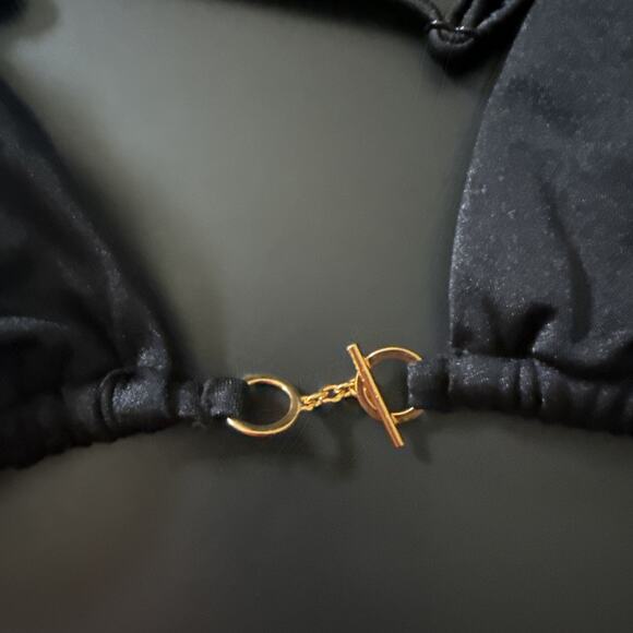 Pacsun Black Bikini Top With gold accents. Front gold Closure. Size small - Picture 5 of 5